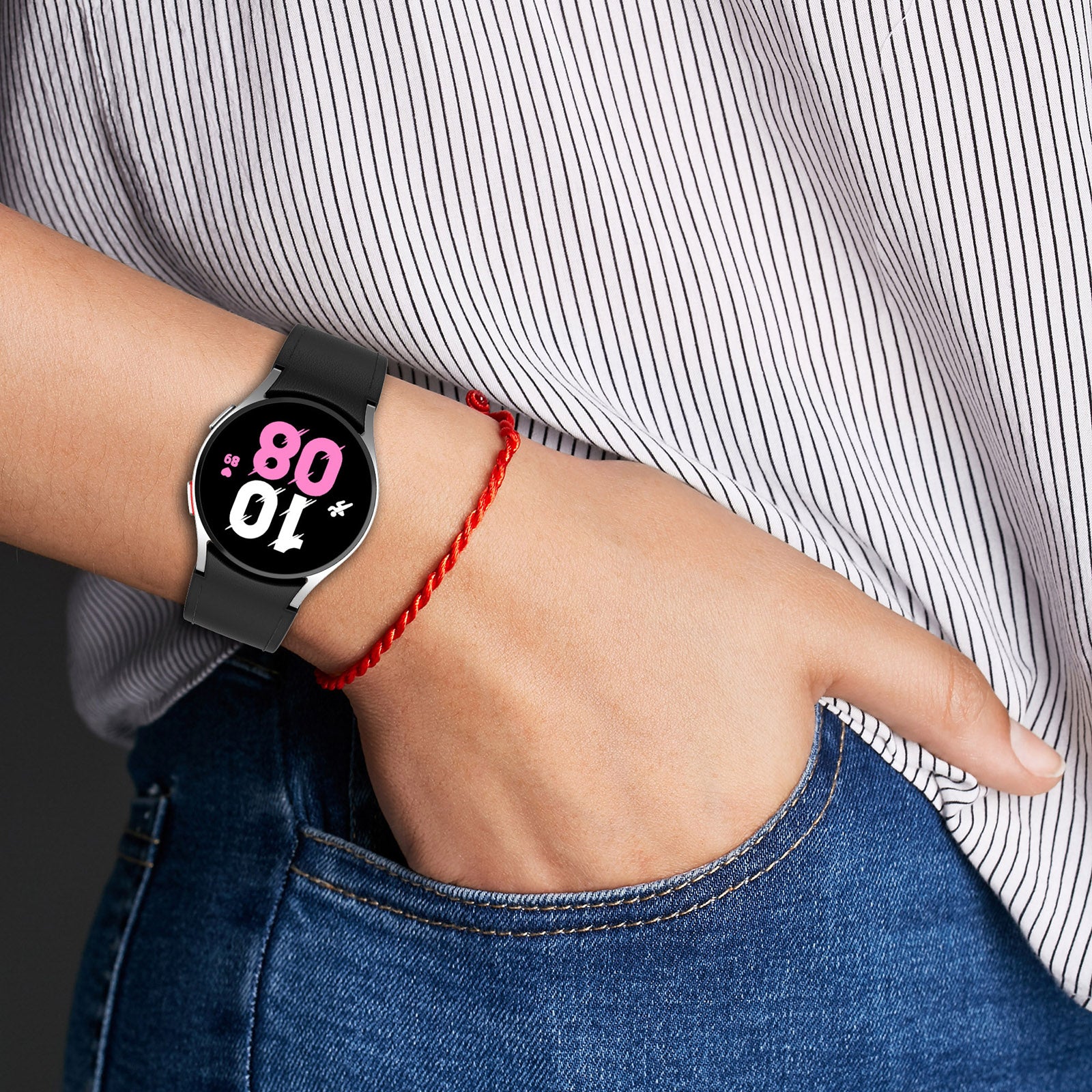 SGW Watch Band for Samsung Galaxy Watch6 Watch6 Classic Watch 5 Watch 5 Pro Watch4 Watch4 Classic PU Leather Coated Silicone Wrist Strap with Silver Buckle SGW Watch Band for Samsung Galaxy Watch6 Watch6 Classic Watch 5 Watch 5 Pro Watch4 Watch4 Classic PU Leather Coated Silicone Wrist Strap with Silver Buckle
